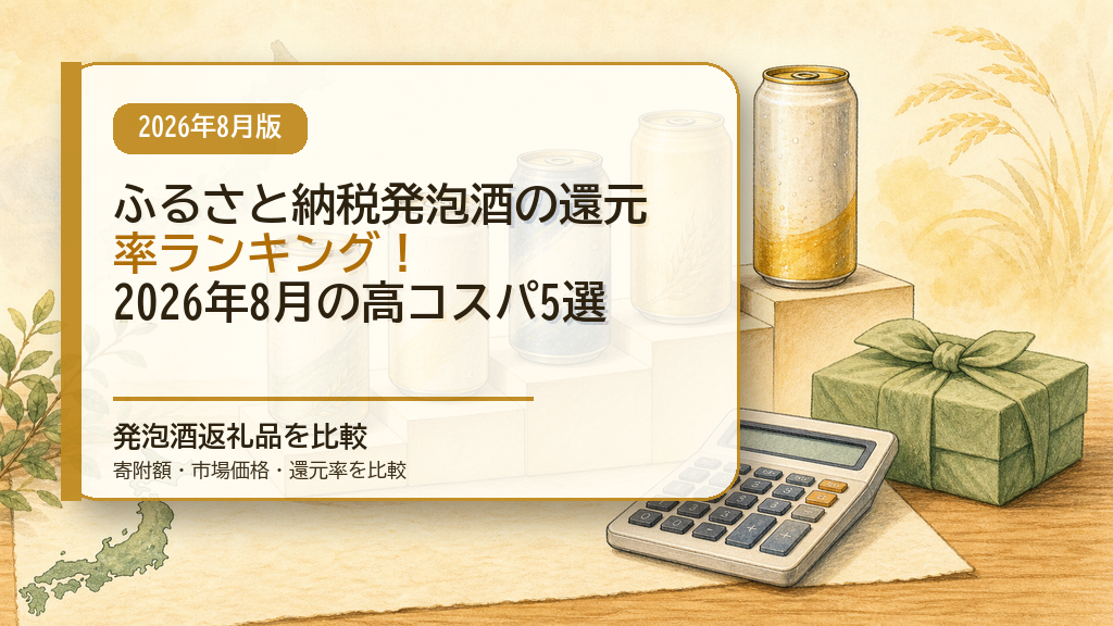 ふるさと納税発泡酒の還元率ランキング!2026年8月の高コスパ5選のタイトル入りアイキャッチ