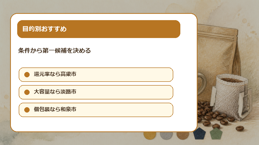 目的別に選ぶカフェインレスコーヒー返礼品の解説画像