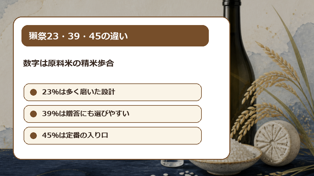 獺祭23・39・45の違いは精米歩合の解説画像
