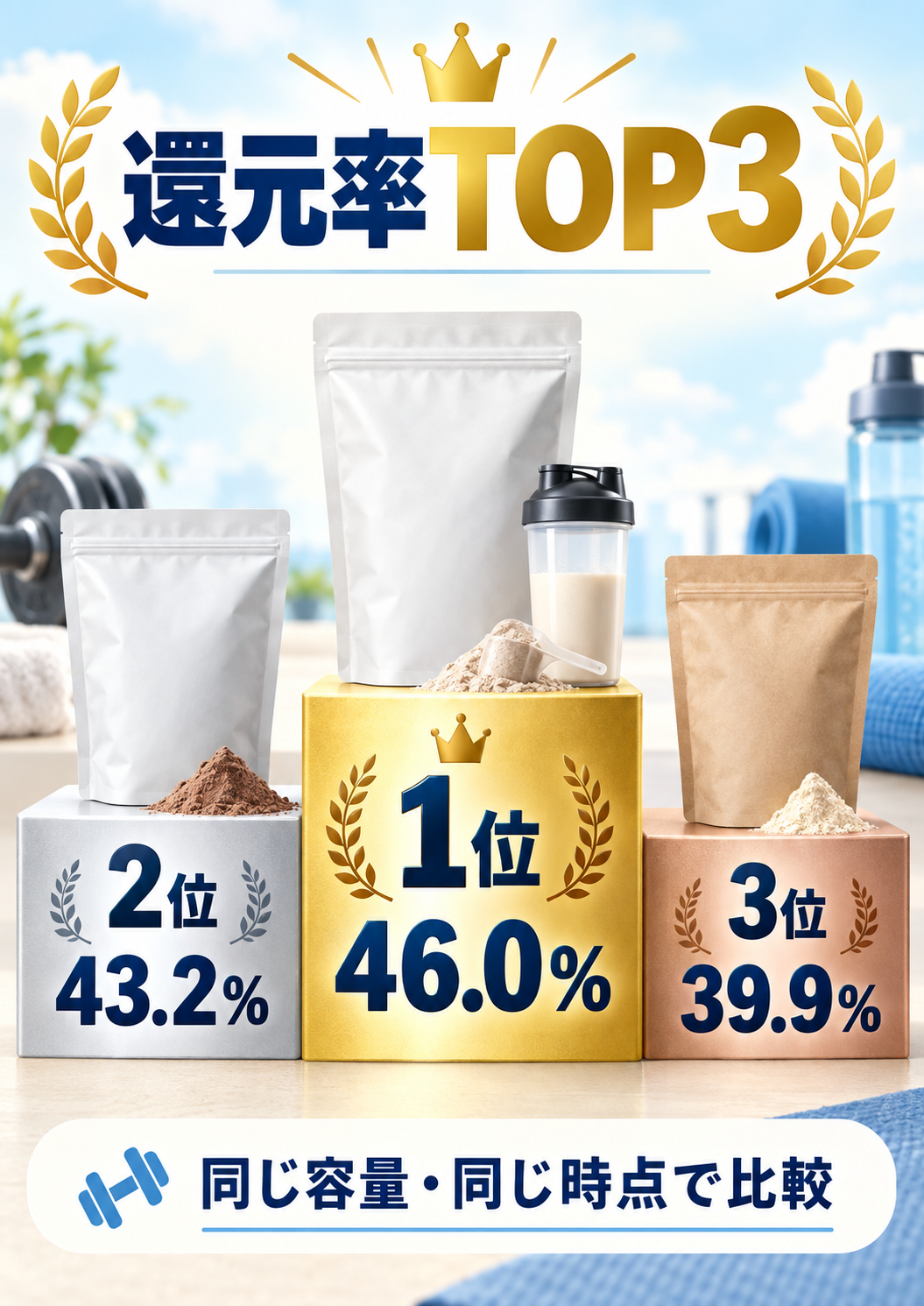 ふるさと納税プロテイン還元率TOP3の比較図