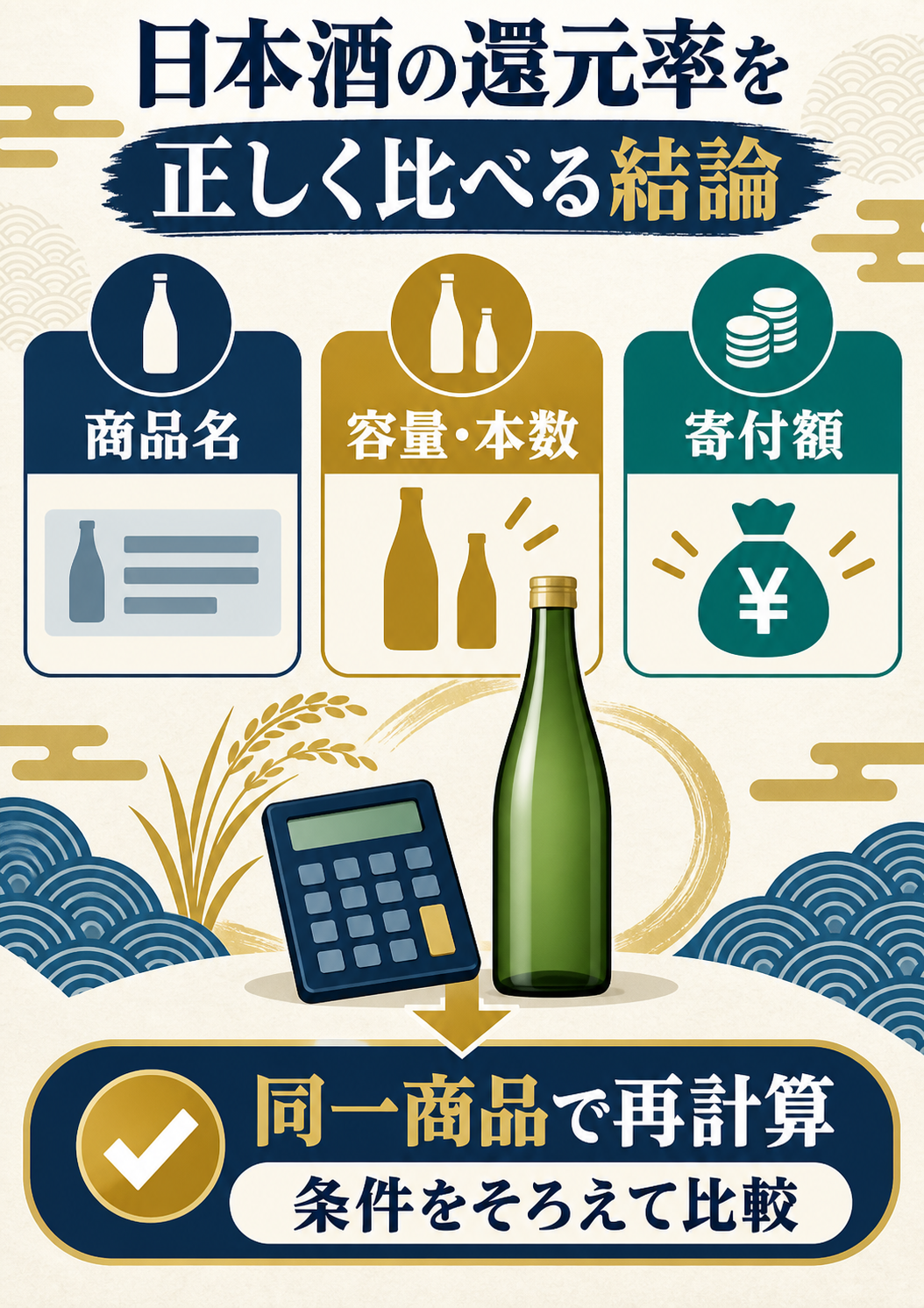 日本酒の還元率を同一商品で再計算するまとめ図