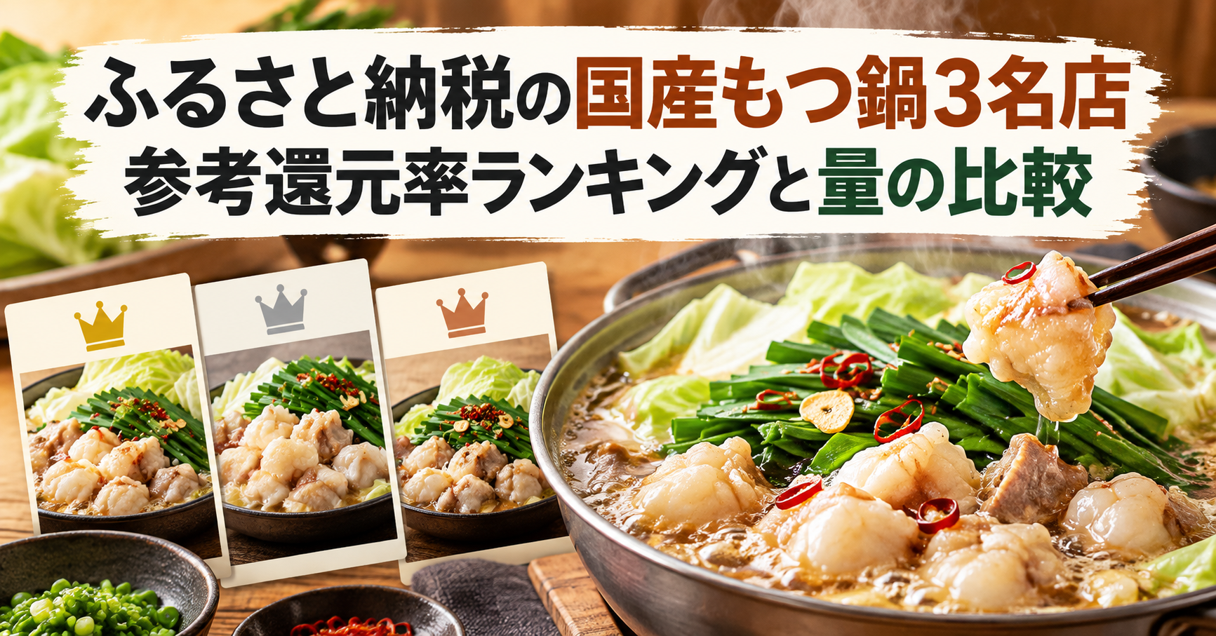 国産もつ鍋を比較するふるさと納税記事のアイキャッチ