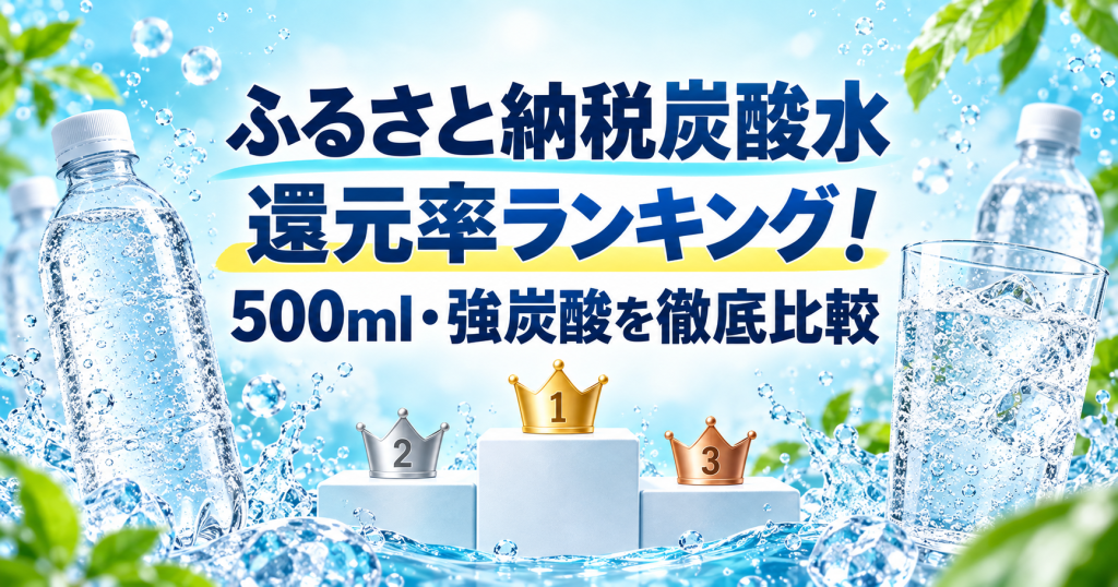 ふるさと納税の炭酸水還元率ランキングを表すアイキャッチ