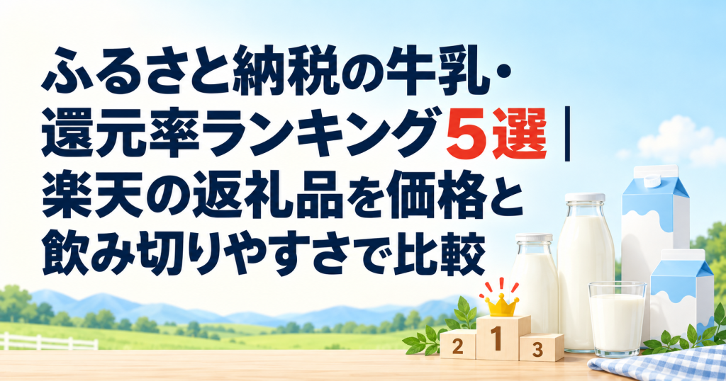 ふるさと納税の牛乳・還元率ランキング5選を比較する記事のアイキャッチ