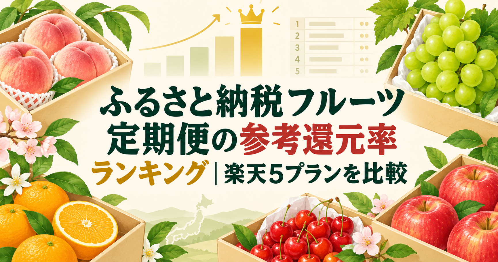 ふるさと納税フルーツ定期便の参考還元率ランキング|楽天5プランを比較