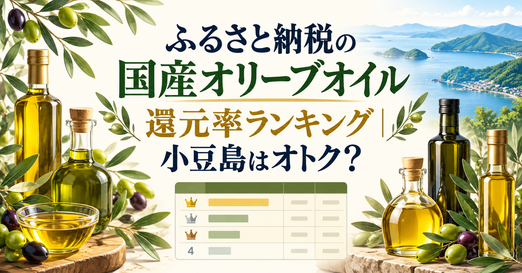 ふるさと納税の国産オリーブオイル還元率ランキング