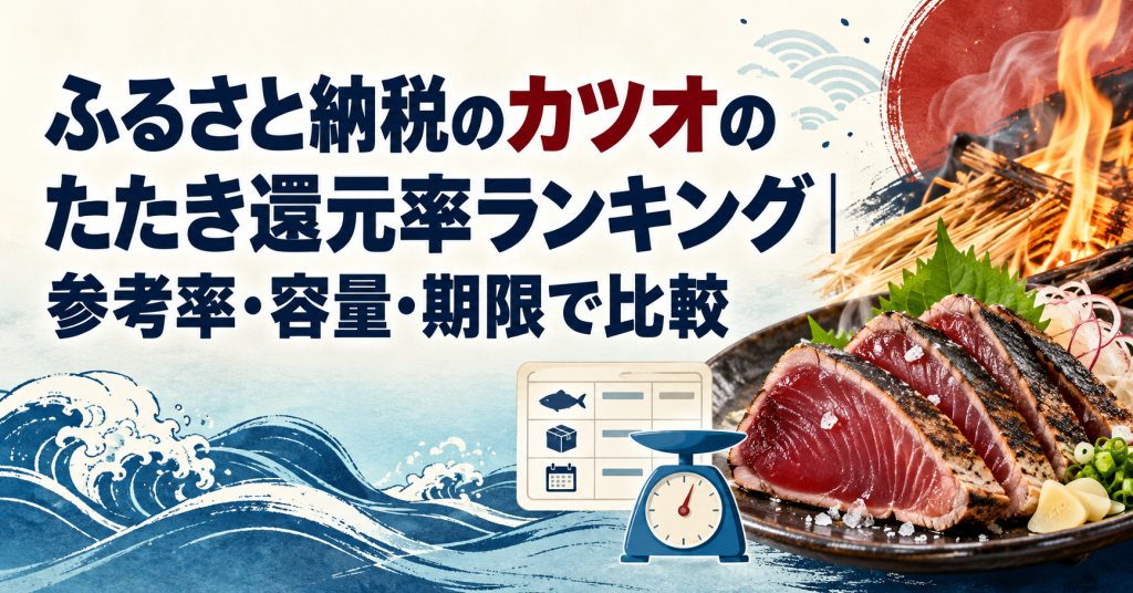ふるさと納税のカツオのたたき還元率ランキングのアイキャッチ