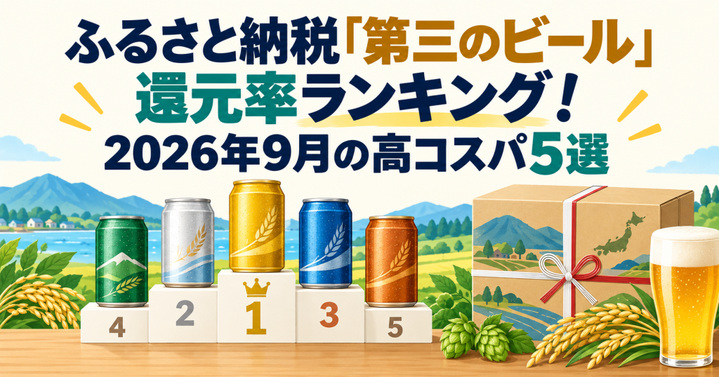 ふるさと納税の第三のビール還元率ランキングを示す比較イラスト