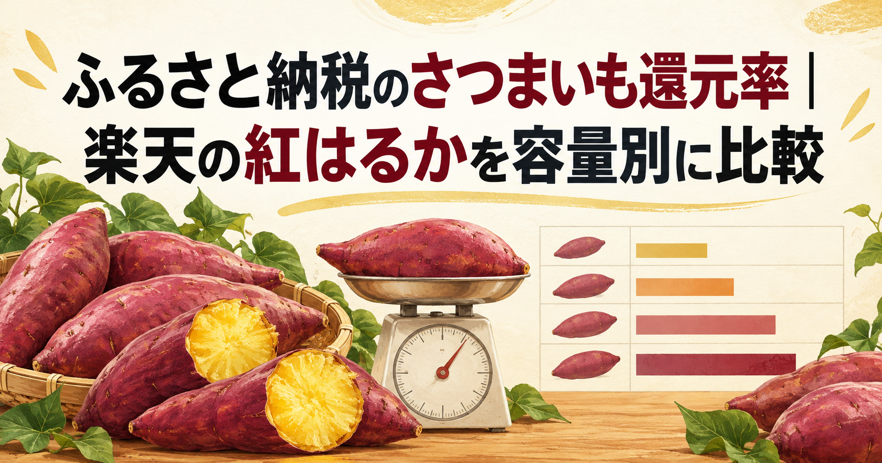 ふるさと納税のさつまいも還元率｜楽天の紅はるかを容量別に比較
