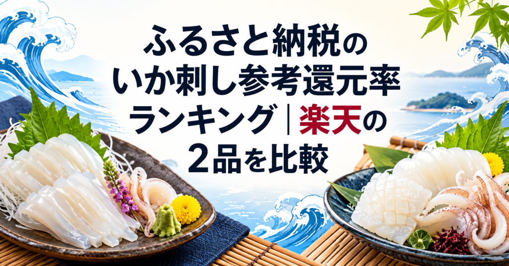 ふるさと納税のいか刺し参考還元率ランキングで楽天の2品を比較するアイキャッチ