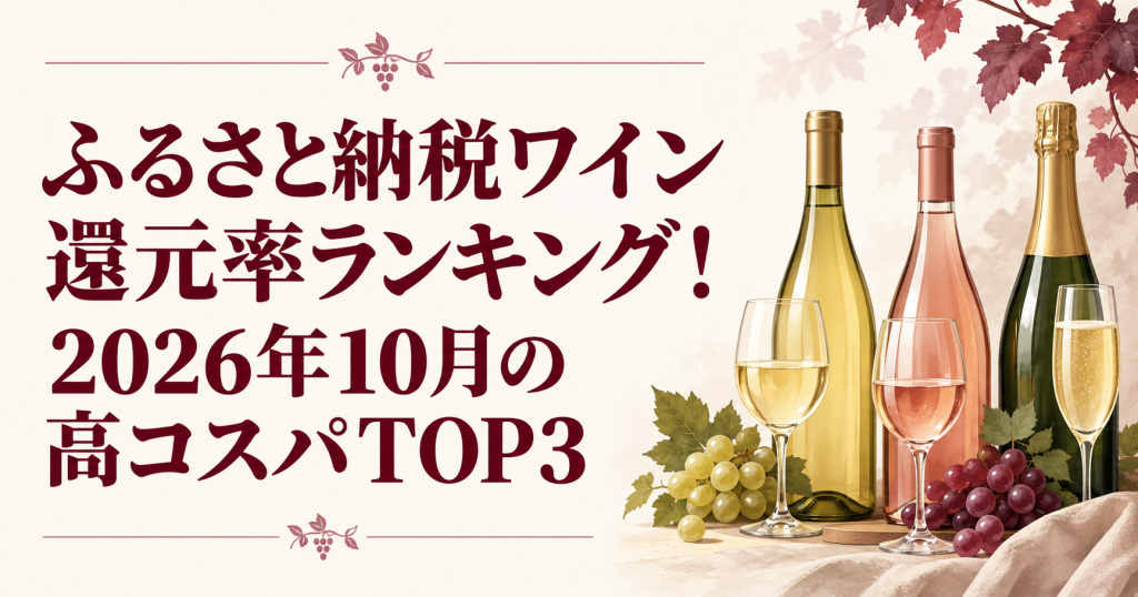ふるさと納税ワイン還元率ランキング2026年10月の高コスパTOP3を示すアイキャッチ