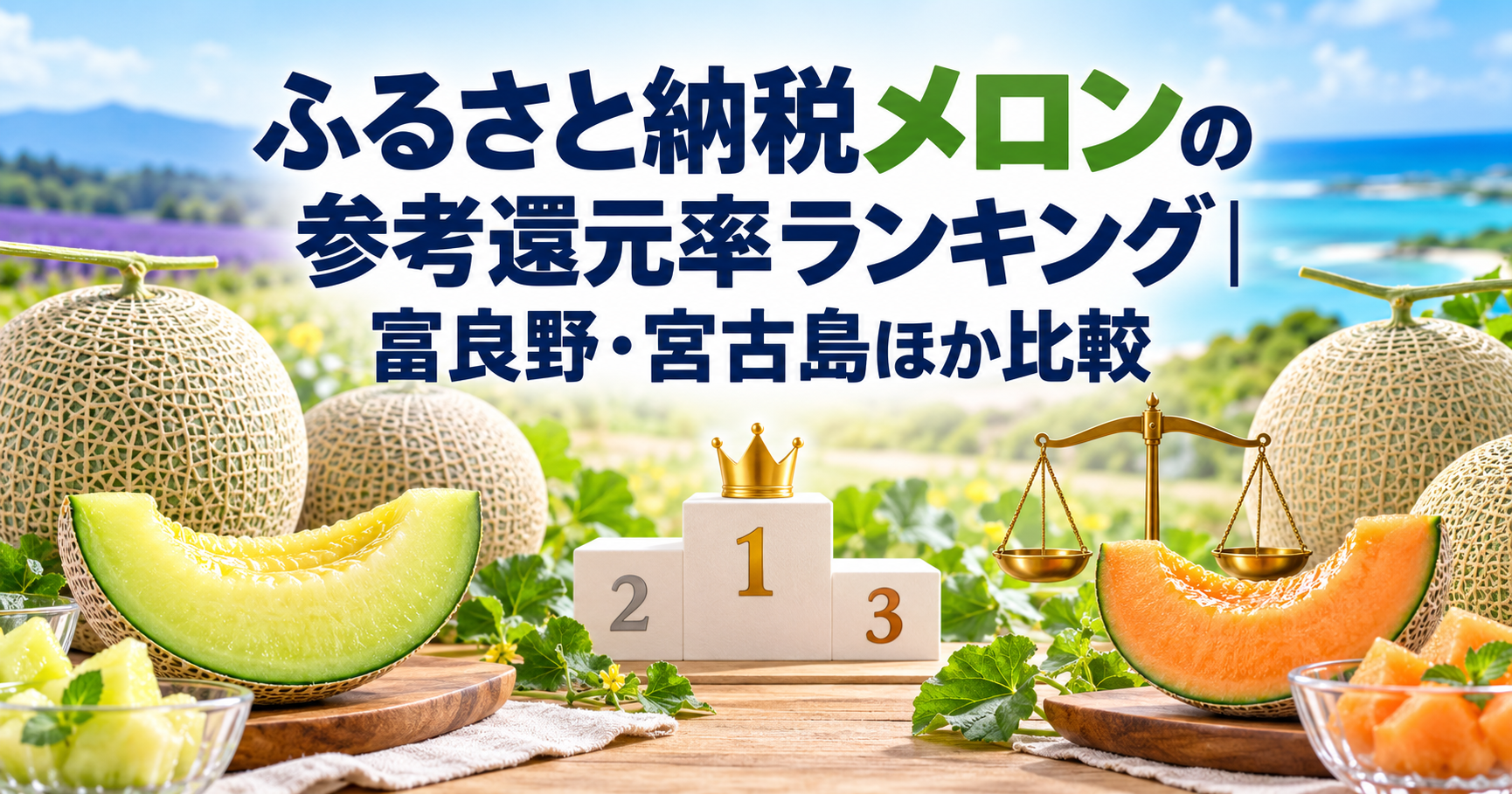 ふるさと納税メロンの参考還元率ランキングを表すアイキャッチ