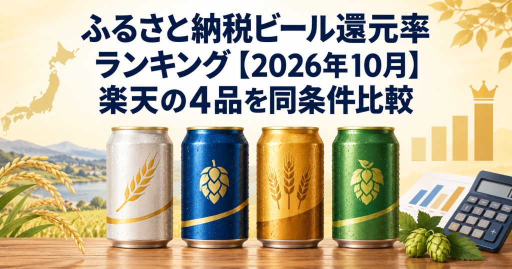 ふるさと納税ビール4品の還元率を同条件で比較する記事のアイキャッチ