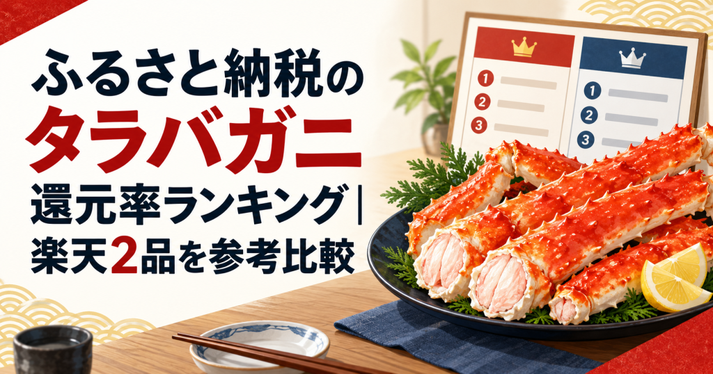 ふるさと納税のタラバガニ還元率ランキングを表すアイキャッチ